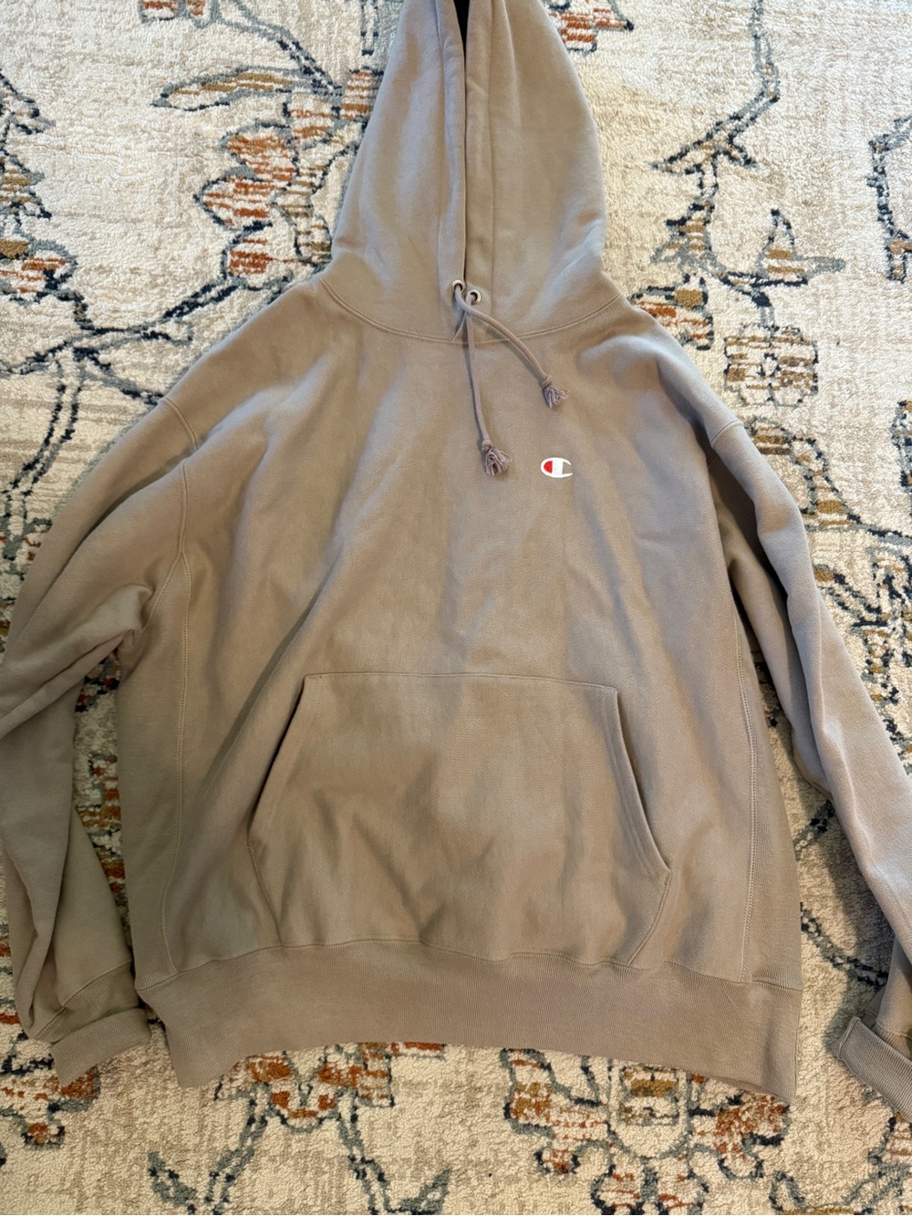 Champion Taupe Pullover Hoodie with Small Chest Logo